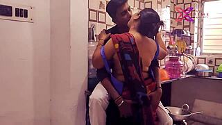 Natural tits Indian maid gets her pussy pounded by young lover